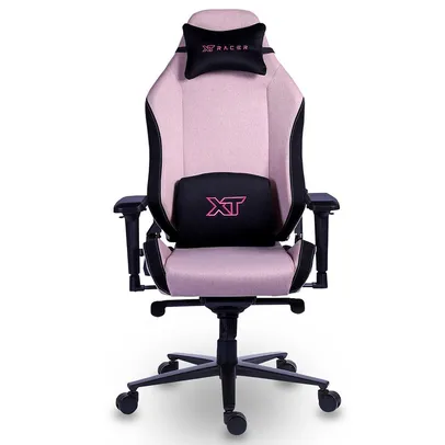 Cadeira Gamer XT Racer Draco, Até 120kg,Com Almofadas,Reclinável, Descanso de Braço 4D, Preto e Rosa