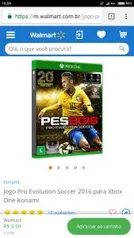 Xbox One PES 2016 - 9.90 + Frete Grátis