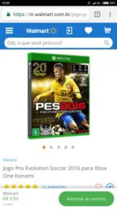 Xbox One PES 2016 - 9.90 + Frete Grátis