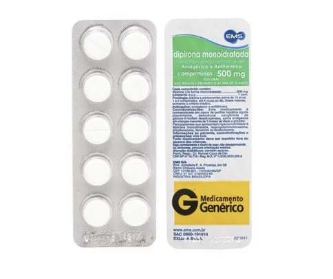 DIPIRONA 500MG 10 COMPRIMIDOS - EMS - GENÉRICO | R$3,02