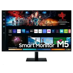 Monitor Smart Samsung M5 27 Full HD, HDR, Tizen, Bluetooth, WiFi, AirPlay 2, HDMI, VESA, Preto - LS2