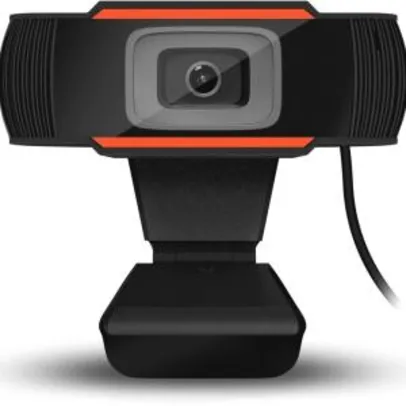 Webcam BrazilPc V5, Microfone, 720P, Preto e Laranja R$ 299