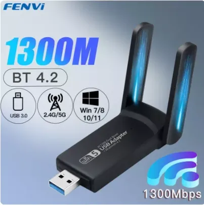 Adaptador Wifi Usb 3.0 2.4/5Ghz 1300Mbps + Bluetooth 