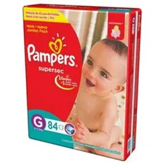 84 Fraldas Pampers Supersec Jumbo Bag Tamanho G  - R$59