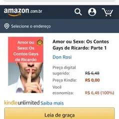 E-book Grátis - Amor ou Sexo: Os Contos Gays de Ricardo: Parte 1