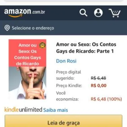 E-book Grátis - Amor ou Sexo: Os Contos Gays de Ricardo: Parte 1