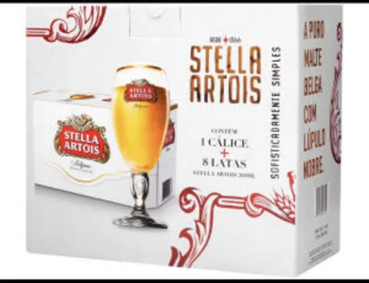 Saindo por R$ 27,9: [APP] Kit Cerveja Stella Artois 8 latas 269ml + 1 taça | R$28 | Pelando