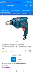 [Clube da Lu] Furadeira Bosch 450W GSB450 - R$126