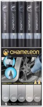 Kit 5 Canetas, Chameleon, Ct0509, Cinzas | R$64