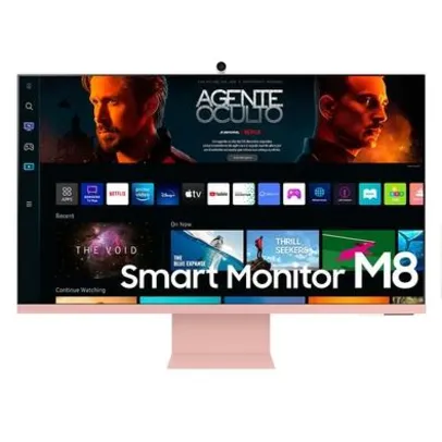 Monitor Smart Samsung M8 32 IPS 4K UHD, HDR 10, HDMI/USB-C, Tizen, WebCam, Bluetooth, WiFi, AirPlay 2, VESA, Rosa - LS32BM801ULXZD