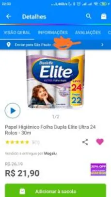 Papel higiênico 24rolos Elite | R$ 17