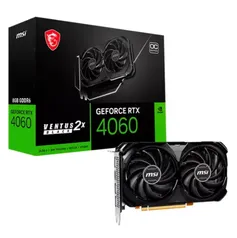 Placa de Vídeo RTX 4060 VENTUS 2x Black OC MSI NVIDIA GeForce, 8GB GDDR6, DLSS, Ray Tracing