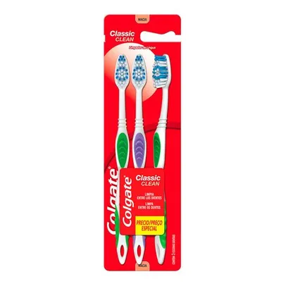 Kit Escova Dental Colgate Classic Clean 3 Unidades | R$8