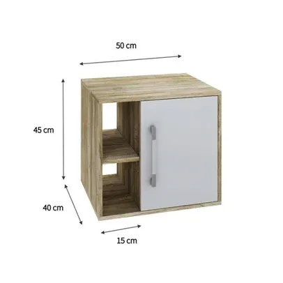 Gabinete de Banheiro Soft 1 PT Carvalho e Branco Chess 50 cm