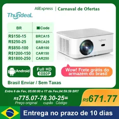 [Armazém BR / Moedas] Projetor ThundeaL TD92 Pro, com Android e Espelhamento de Tela, 1920x1080p, Wi-Fi, roda 4k, 6500 Lumens