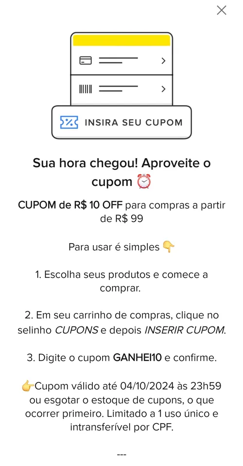 Imagem na descrição da promoção