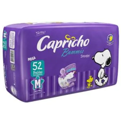 Fralda Capricho Snoopy Mega M - 52 Unidades  Por: R$ 27,12