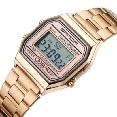 SANDA 405 Relógio Digital Luxo Multifuncional Aço Inoxidável Correia Negócios Homens relógio de pulso