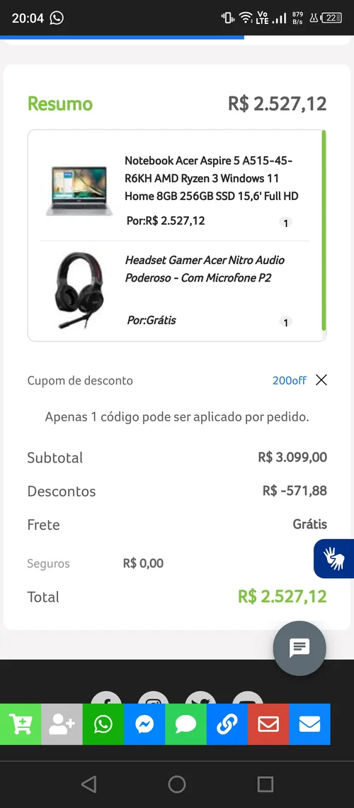 Imagem na descrição da promoção