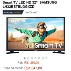 [PRIME] Smart TV LED HD 32'', SAMSUNG LH32BETBLGGXZD | R$1.047