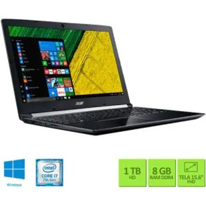 Notebook Acer A515-51G-72DB Intel Core I7 8GB (GeForce 940MX) R$2.533