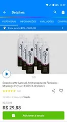 Desodorante Aerosol Antitranspirante Monange Invisivel-150ml-6-unidades