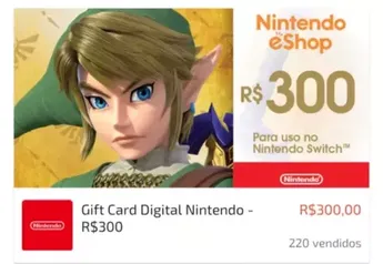 [APP] Giftcard de R$300 na Nintendo