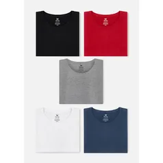 Kit Com 5 Camisetas Hering Masculinas Básicas Slim 