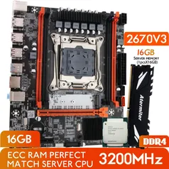 [BR] Atermiter X99 D4 Ddr4 Conjunto De Placa-mãe Com Xeon E5 2670 V3 Lga2011-3 Cpu 1 Pçs 16gb 3200mhz Ddr4 