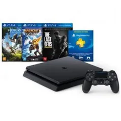 Console Sony PlayStation 4 Slim 500GB + Pacote Playstation Hit Preto