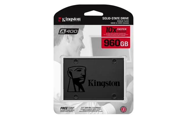[Cashback R$612] SSD Kingston A400 960GB - 500mb/s para Leitura e 450mb/s para Gravação R$647