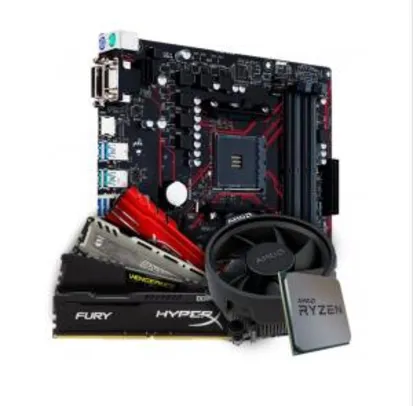 Kit Upgrade Placa Mãe Asus Prime B450M Gaming/BR AMD AM4 + Processador AMD Ryzen 5 3500 3.6GHz + Memória DDR4 16GB 2666MHz