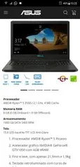 Notebook ASUS M570DD-DM122T Preto | R$4049