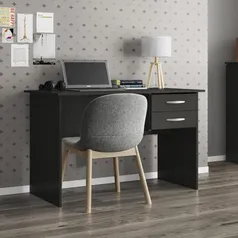 Mesa de Escritório com 2 Gavetas - Preto | R$ 220