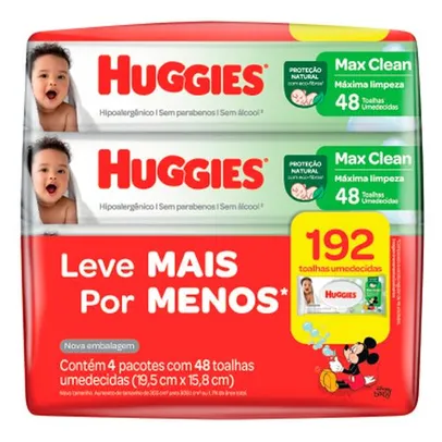 Lenço Umedecido Huggies Max Clean 4 Pacotes de 48 Unidades