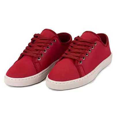 Tenis Sapatenis Masculino Casual Urbano em Lona Leve Cores (37, Vermelho)