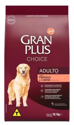 [R$79 no PIX] Ração GranPlus Choice para Cães Adultos  Sabor Frango e Carne 10kg 