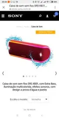 Caixa de som sem fios SRS-XB31, com Extra Bass, Iluminação multicolorida, efeitos sonoros, com design a prova d'água e poeira - R$450