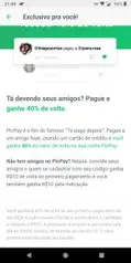 40% de volta pagando um amigo