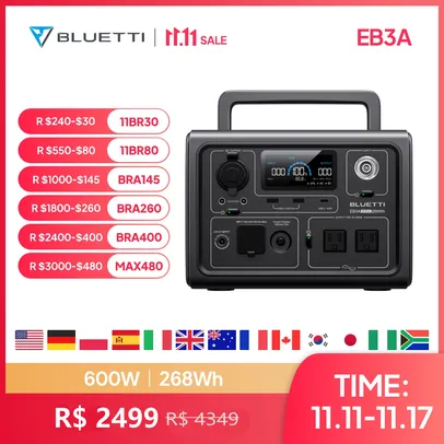 [R$1940 "MOEDAS"/BR] BLUETTI EB3A Estação de Energia Portátil 