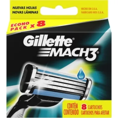 [Sou Barato] - Carga para Aparelho de Barbear Gillette Mach3 - 8 Unidades - R$34,55