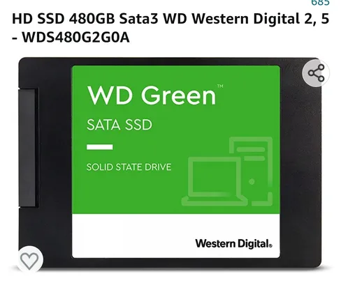 10% desconto SSD 480GB Sata3 WD Western Digital