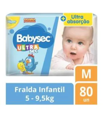 ( 5 UnId., Prime) Fraldas descartáveis Babysec Ultrasec Galinha Pintadinha, 80 Unidades, Tamanho M 5 - 9,5 Kg -R$90