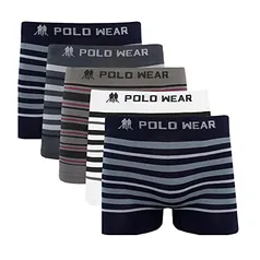 Kit 5 Cuecas Boxer Polo Wear Listrada Sortida Cor:Sortido;Tamanho:P