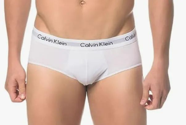 Kit com 3 Cuecas Brief, Calvin Klein, Masculino, Branco/Preto/Cinza, GG