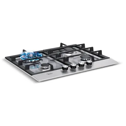 Outlet Cooktop à Gás Midea Inox com Tripla Chama 4 Bocas