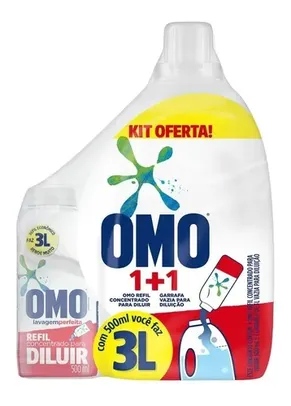 [Compre 3 ] Kit garrafa para diluição e lava roupas concentrado para diluir lavagem perfeita 500ml Omo