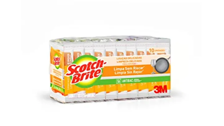 Scotch-Brite, 3M, Esponja para Louças Delicadas, 10 Unidades - Laranja