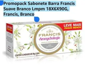 Promopack Sabonete Barra Francis Suave Branco Lmpm 18X6X90G, Francis, Branco