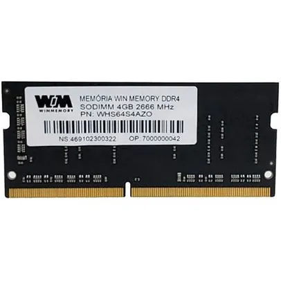 Memória RAM para Notebook 4GB DDR4 - WIN MEMORY WHS64S4AZD 2666Mhz | R$ 129